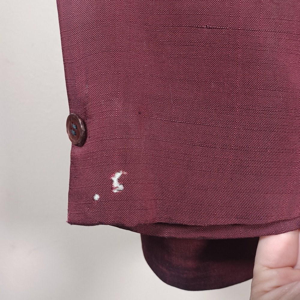 Vtg Mid Century Crimson Satin Evening Smoking‎ Dinner Jacket Formal Shawl Jacket - Picture 5 of 16